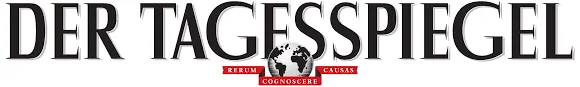 Logo von Der Tagesspiegel, einer deutschen Zeitung, bestehend aus dem Schriftzug "DER TAGESSPIEGEL" mit einer stilisierten Weltkugel und dem Zusatz "berlin, casa, cognoscere".